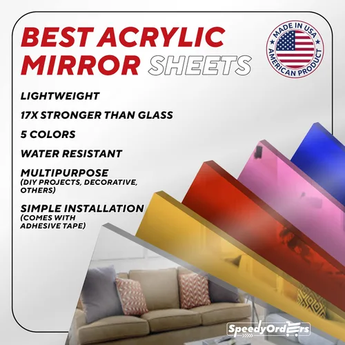 Vista 4 de SPEEDYORDERS espejo acrílico de lámina de plexiglás, espejo inastillable de plástico para paredes, decoración, manualidades, para el hogar