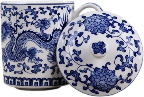 Vista 2 de Práctico sistema de elaboración de té chino gongfu en hebras y de café, para uso doméstico, en viajes y en la oficina, de porcelana de hueso, taza