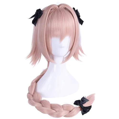 Vista 3 de Suncos - Peluca de pelo sintético para cosplay alta temperatura color rosa Talla regular