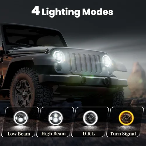 Vista 5 de HWSTAR 2025 Nuevo 1000% brillante antideslumbrante 7 pulgadas Halo LED faros redondos compatibles con Jeep Wrangler JK JKU TJ LJ Mazda Miata Chevy