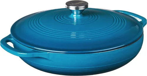 Vista 10 de Lodge Cacerola Ovalada de Hierro Fundido Esmaltado de 3.6 Cuartos con Tapa – Asas Dobles – Apta para Horno hasta 500°F o en Estufa – Úsela