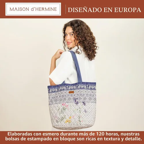 Vista 2 de Bolsas de compras Maison d' Hermine Bolsa de lona acolchada con bolsillos con cremallera Bolso pequeño reutilizable Bolsa de comestibles