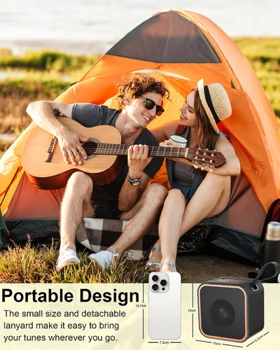 Vista 5 de Altavoz Bluetooth portátil, altavoz inalámbrico con luces, micrófono integrado Bluetooth 5.3, inalámbrico portátil de hasta 10 horas