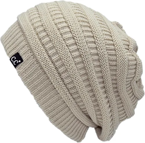 Vista 29 de C.C Winter Oversized Beanie Hat with Fuzzy Lining – Thick Knit Thermal Beanie for Cold Weather, Soft Warm Fleece Lined Cap