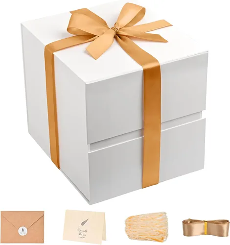 Vista 55 de LIFELUM Square Gift Box with Magnetic Lid, Card, Sticker, Ribbon, Shredded Paper Filler for Business, Wedding, Birthdays