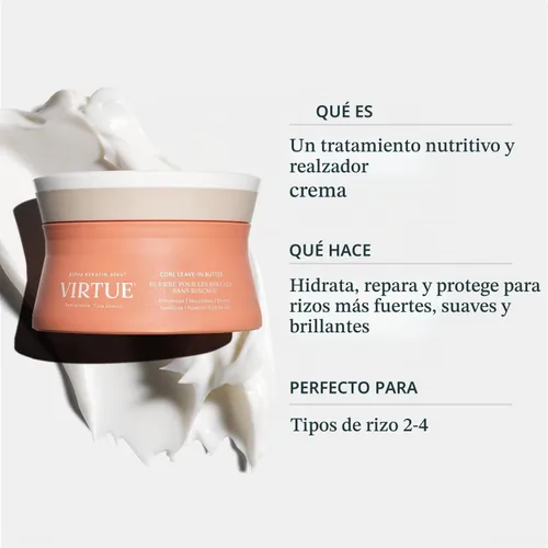Vista 10 de VIRTUE Curl Mantequilla sin enjuague, control de encrespamiento, crema