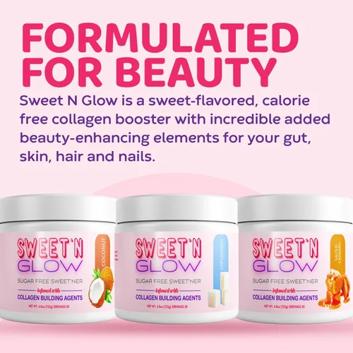 Vista 5 de Project Ad Sweet' N Glow Zero Calorie Sweet'Ner sin azúcar con agentes constructivos de colágeno (30 porciones, coco)