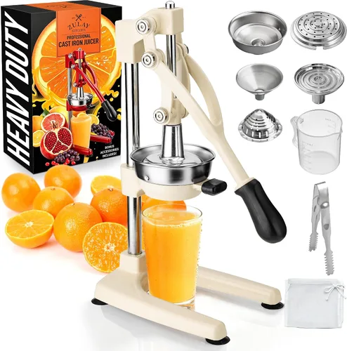 Vista 57 de Zulay Kitchen - Exprimidor de hierro fundido, exprimidor manual naranja, prensa de cítricos, color negro 01 - negro