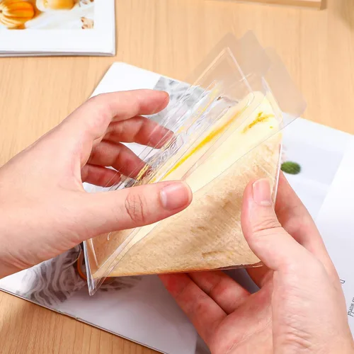 Vista 7 de DOITOOL Sandwich Case 50PCS Caja de embalaje de sándwich de plástico, recipientes de magdalena triángulo transparente para panadería, restaurante
