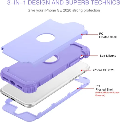 Vista 2 de BENTOBEN Funda para iPhone SE 2022 y iPhone SE 2020, resistente 3 en 1, cuerpo completo, resistente, a prueba de golpes, híbrida de policarbonato