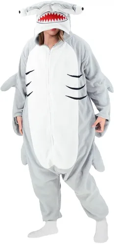 Vista 6 de LZBXBXDA Pijama de tiburón de martillo para adultos, disfraz de animal para Halloween, ropa para el hogar, para hombres y mujeres