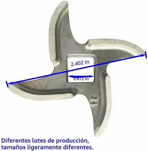 Vista 3 de 2 piezas de cuchillas de acero inoxidable para picadora de carne #12, repuesto para molinillos, comprueba