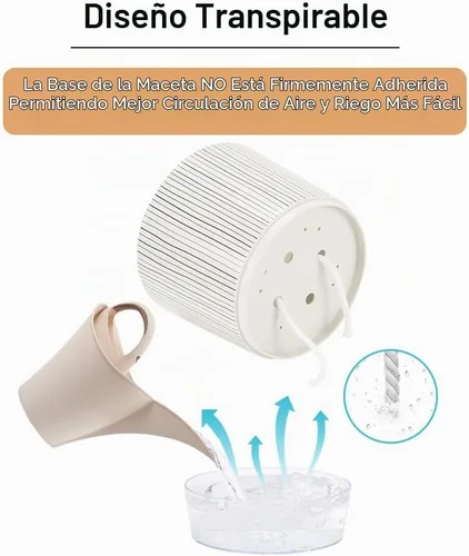 Vista 3 de Macetas de riego automático para plantas de interior, macetas, maceta de riego automático, 2 piezas de 4 + 5.3 pulgadas, rayas negras 2 rayas negras