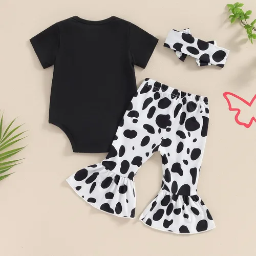Vista 17 de Sejardin Ropa de verano para bebé y niña, recién nacida, manga corta, con letras, mameluco elástico con diadema