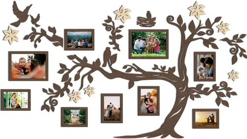 Vista 11 de JustLikeWood 39 x 22 pulgadas Calcomanía de Pared Grande de Árbol Genealógico de Madera para Decoración del Hogar con Marco de Fotos Estándar