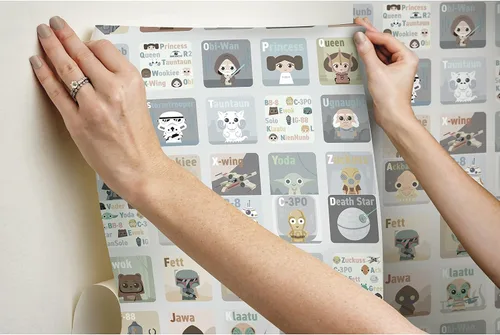 Vista 5 de RoomMates RoomMates, RMK11953RL - Papel tapiz autoadhesivo con alfabeto infantil de Star Wars