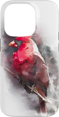 Vista 17 de Beautiful Watercolor Red Cardinal Bird Watching Animal Gift Case for iPhone 17
