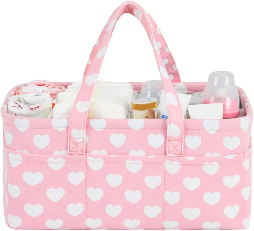 Vista 8 de Organizador de pañales para bebé Cesta de almacenamiento para regalos de baby shower para niña o niño Portátil Grande Porta pañales para cambiador
