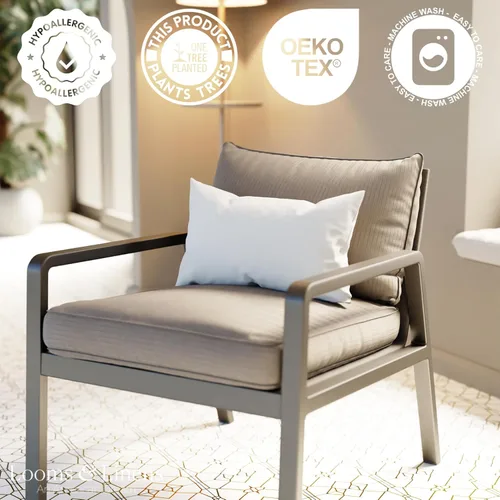 Vista 2 de Looms and Linens - Juego de 4 almohadas lumbares de 12 x 16 pulgadas con relleno alternativo de plumón, almohada hecha en Estados Unidos