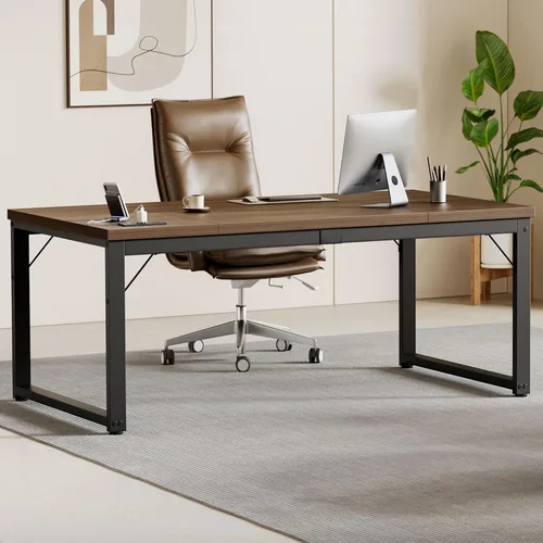 Vista 32 de Mericonia Escritorio de computadora, escritorio de juegos para espacios pequeños, mesa moderna de estilo simple para oficina en casa, mesa de Negro