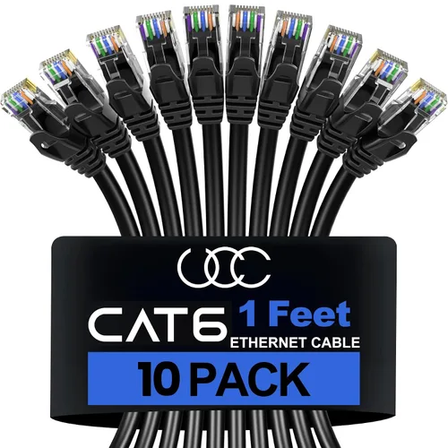 Vista 14 de Ultra Clarity Cables Cable Ethernet Cat6 (1 pie) LAN, UTP Cat 6 RJ45, red, parche, cable de Internet, paquete de 20 (1 pie)