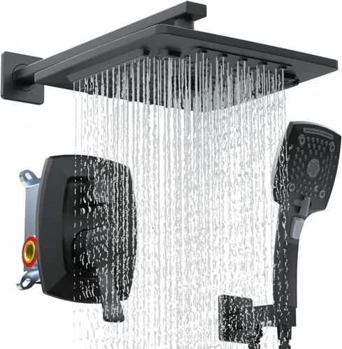 Vista 15 de ELLO&ALLO Juego de grifo de ducha de baño, válvula mezcladora y kit de acabados, sistema de ducha completo con válvula empotrada, oro cepillado