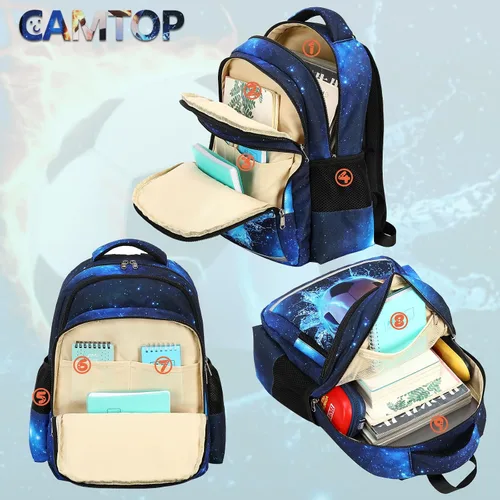 Vista 4 de CAMTOP Mochila escolar para niños, niñas y niños con lonchera para jardín de infantes y primaria, juego de bolsa de libros para edades de 4 a 10 años