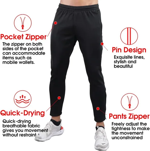 Vista 4 de Shinestone Pantalones deportivos, Hombres Atleta Deportes Jogger Entrenamiento Pista Fitness Casual Pantalones Pantalones con Cremallera Bolsillos