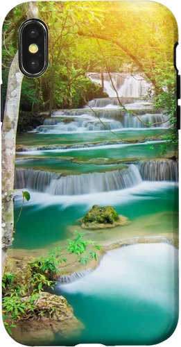Vista 4 de Funda para iPhone 15 Tropical waterfall ponds