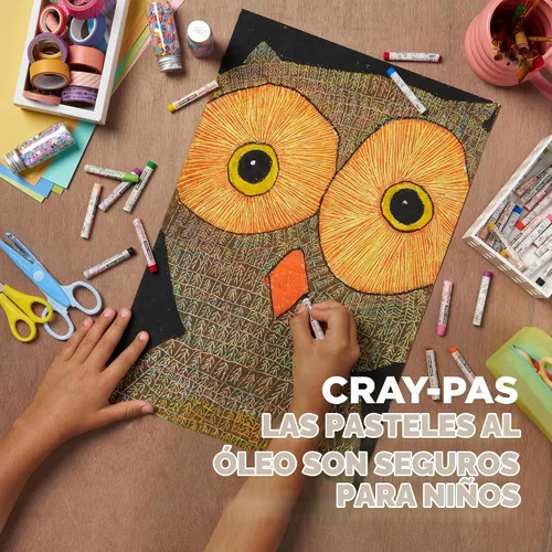Vista 4 de Sakura Cray-Pas Junior Artist - Juego de 25 pasteles al óleo de colores surtidos, Set XEP25 Pasteles al óleo originales para artistas, textura