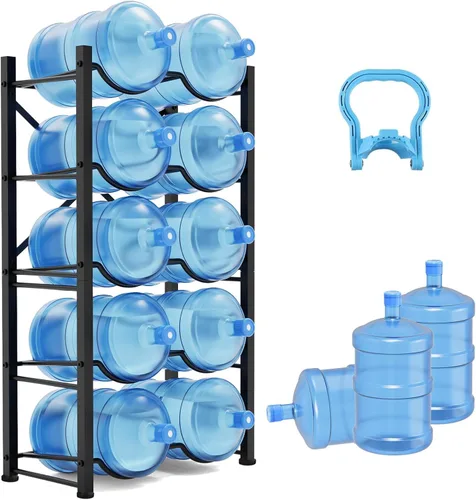 Vista 9 de Semoprus Soporte para jarra de agua de 5 galones para 6 botellas, 3 niveles