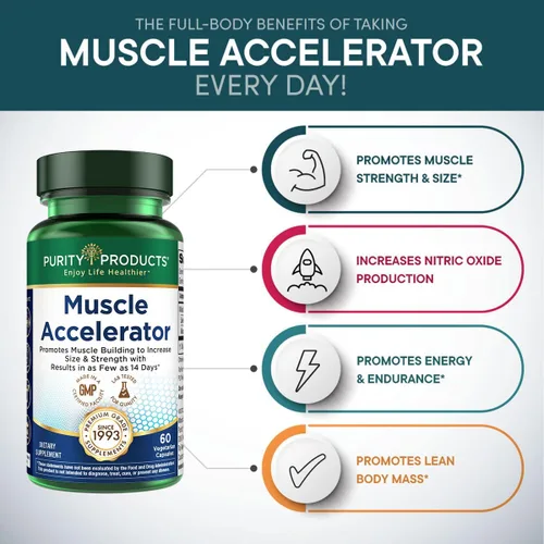 Vista 3 de Purity Products Acelerador muscular de 650 mg patentado y clínicamente probado, mezcla de extractos de hierbas ayurvédicos que promueve la fuerza