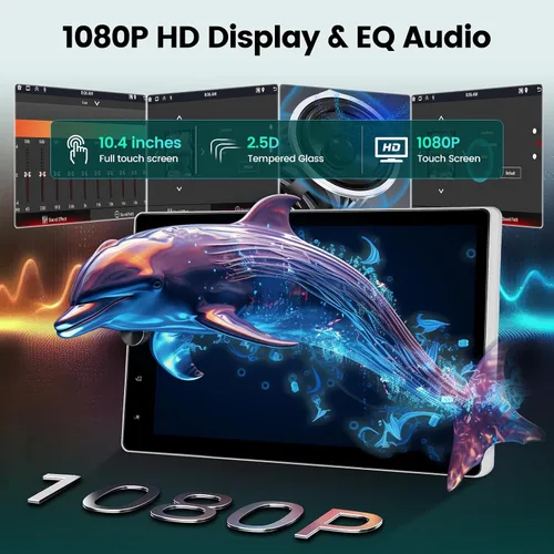 Vista 9 de 2G+64G Solo DIN Android Car Stereo 10.4 pulgadas Rotatorio Vertical Pantalla Táctil Radio con Carplay Inalámbrico y Android Auto/EQ