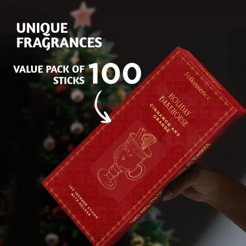 Vista 2 de Folkulture Varillas de Incienso - Juego de 100 con Soporte Varillas de Incienso Navideñas para Meditación, Espiritual, Limpiar Energía Negativa