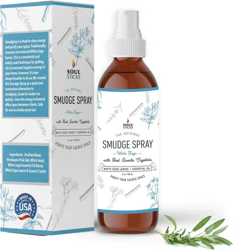 Vista 10 de SOUL STICKS Spray de Palo Santo y Sándalo para Limpieza y Energía Negativa Spray de Palo Santo 3.5oz con Cristales de Cuarzo Reales Spray