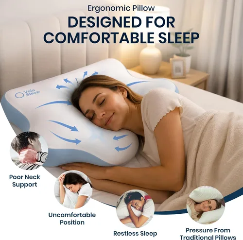 Vista 4 de Almohada cervical para el cuello Almohada de espuma viscoelástica