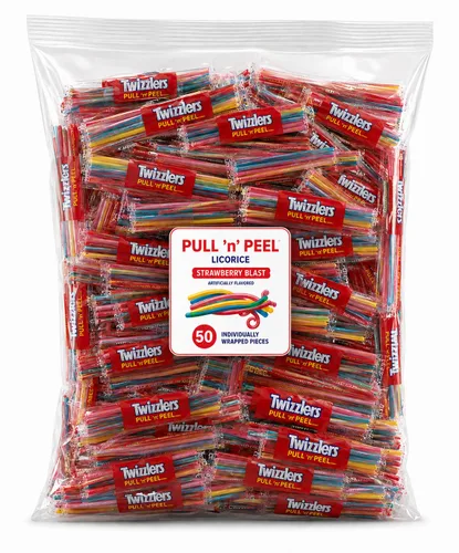 Vista 6 de Pullin Peel Cereza Caramelo de Regaliz – Paquete de 36 bocados envueltos individualmente, caramelo rojo suave y masticable, bolsa de 1 libra