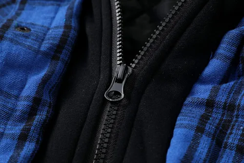 Vista 5 de ZENTHACE Chaqueta de franela gruesa con capucha y forro acolchado para hombre