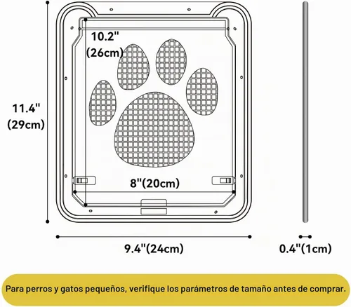 Vista 3 de Puerta mosquitera para perro, puerta de gato de 8 x 10.2 pulgadas para ventana, cierre magnético, puerta pequeña con cerradura de doble cara