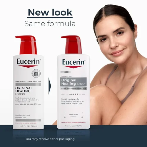 Vista 2 de Eucerin Original Healing Rich Loción corporal para piel extremadamente seca y comprometida, humectante corporal enriquecido con emolientes, botella