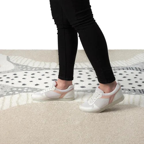 Vista 9 de Abani Nuevo Collection - Alfombra de área, diseño moderno de piel sintética, color marfil/beige, 4 x 6 pies, fácil de limpiar, duradera para niños