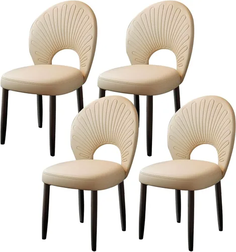 Vista 29 de JKGHK Dining Chairs, Leather Kitchen Chairs, Upholstered Armless Dining Room Chair, Accent Living Room Side Chair with High Backrest, for Cafe Black