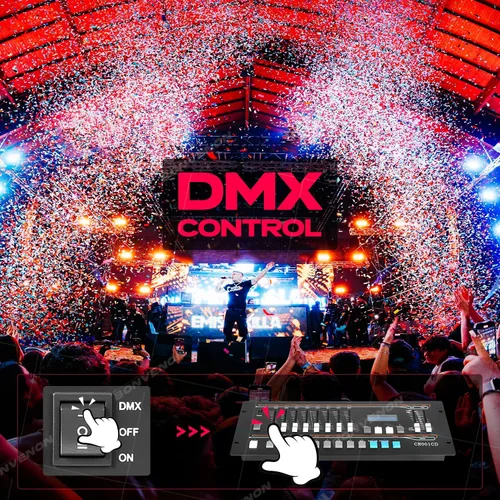 Vista 3 de Máquina de cañón de confeti de CO2 Control DMX con estuche de vuelo, cañón de confeti de boda para discoteca discoteca fiesta de escenario (Mini)