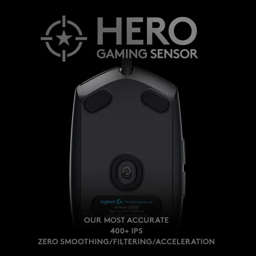 Vista 2 de Logitech G PRO Hero Mouse para juegos con cable 12000 DPI iluminación RGB ultraligero 6 botones programables memoria a bordo compatible con PCMac