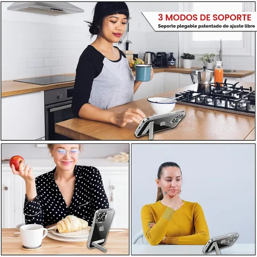 Vista 2 de CEDO - Funda con soporte para iPhone 12 Pro Max, ajustable en 3 direcciones con soporte de metal, parachoques de grado militar a prueba de golpes