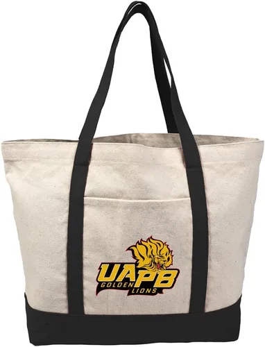 Vista 322 de Campus Lab Bolsa de lona con logotipo primario colegiado con bolsillo externo, bolsa de hombro reutilizable para ir de compras, playa Águilas A&m