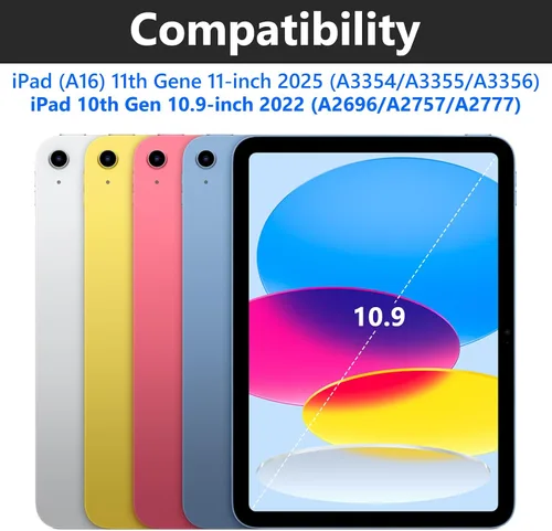 Vista 7 de TQQ Funda Touch para iPad (A16) de 11ª generación con teclado (11 pulgadas, 2025) y 10ª generación (10.9 pulgadas, 2022) – 360° giratorio, delgado