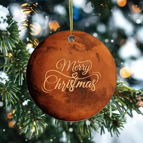 Vista 2 de Adornos de recuerdo de Navidad, universo y planetas, adornos de cerámica, adornos de estrella para árbol de Navidad, adornos colgantes de recuerdo