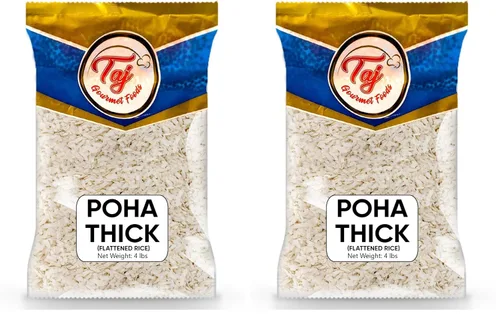 Vista 5 de TAJ Indian Poha Powa Arroz aplanado (grueso, 4 libras)