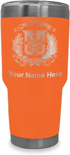 Vista 9 de LaserGram Taza aislada al vacío de 20 onzas, escudo de armas, República Dominicana, grabado personalizado incluido (gris)
